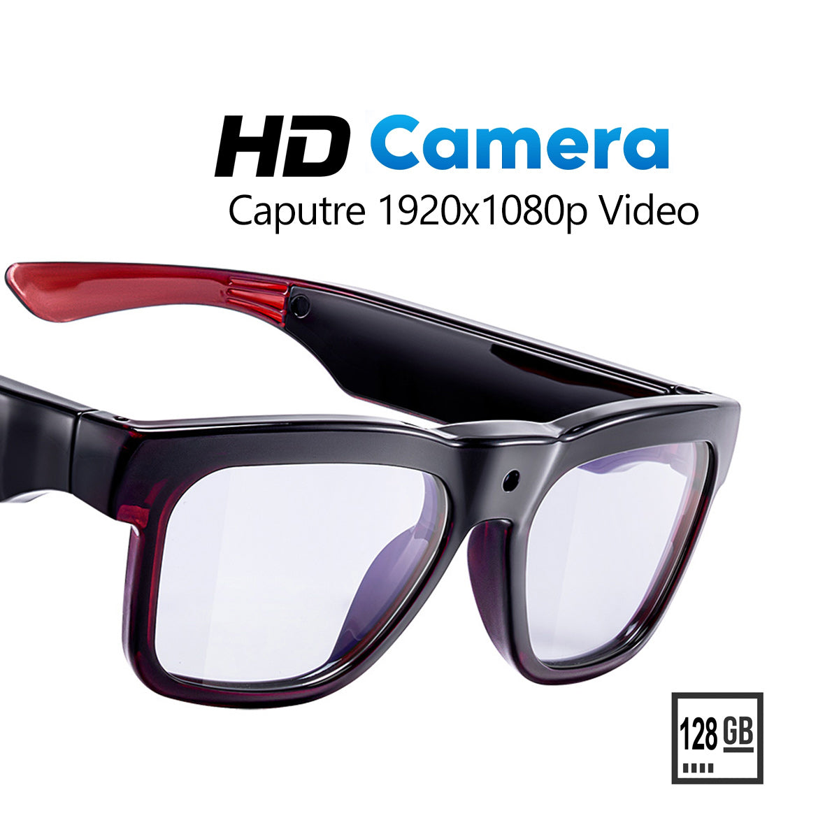 OhO Sunshine Edge camera glasses capturing 1920x1080p HD video with 128GB storage