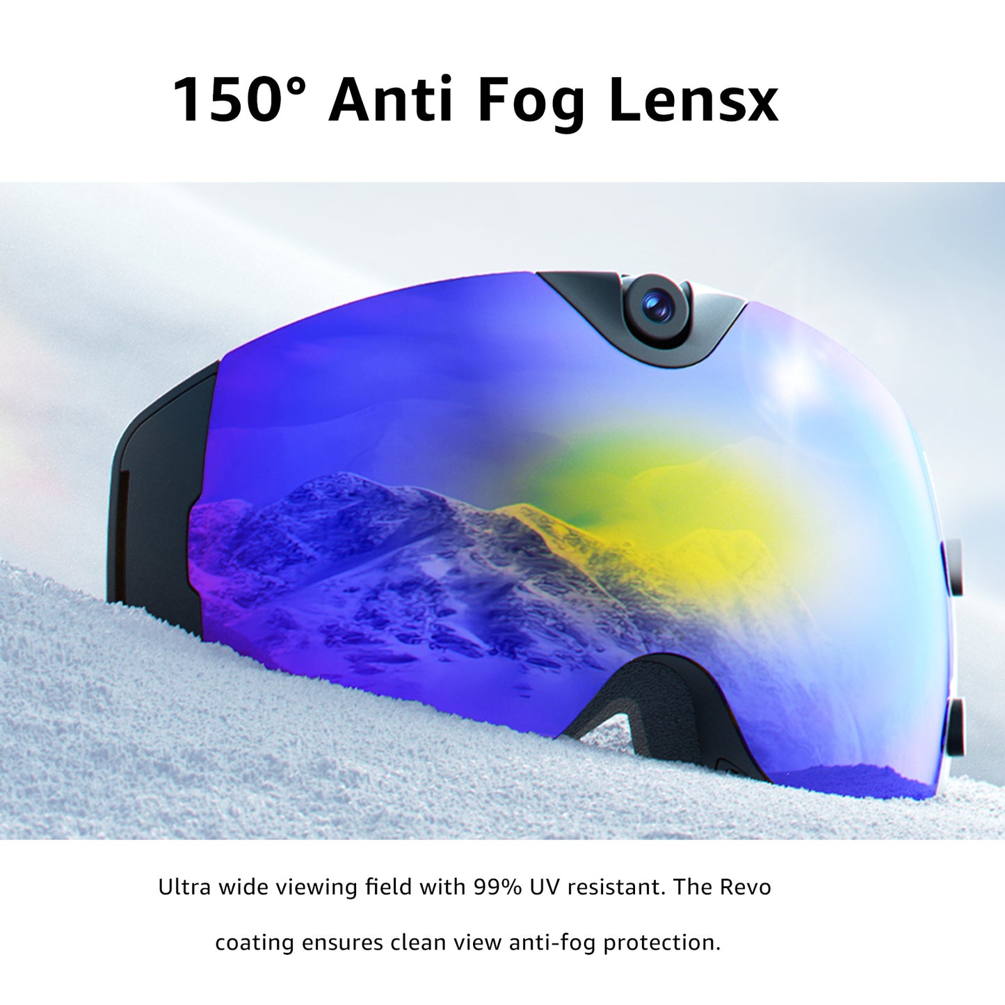 Maschera da sci intelligente OhO Sunshine Skyshot con fotocamera WiFi 4K per registrare video Ultra HD e scattare foto