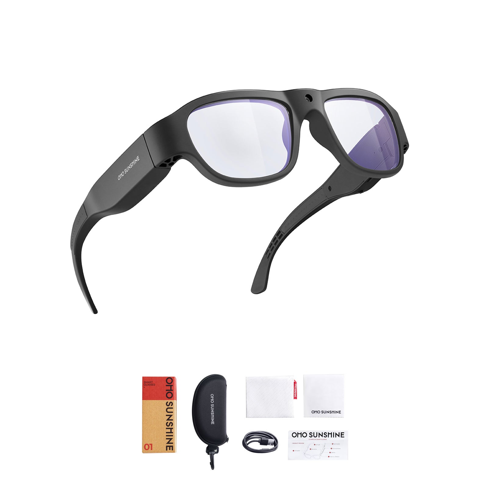 OhO Sunshine Touch Camera Glasses - HD 1080p & 16MP Blue Light Blocking & Photochromic Lens