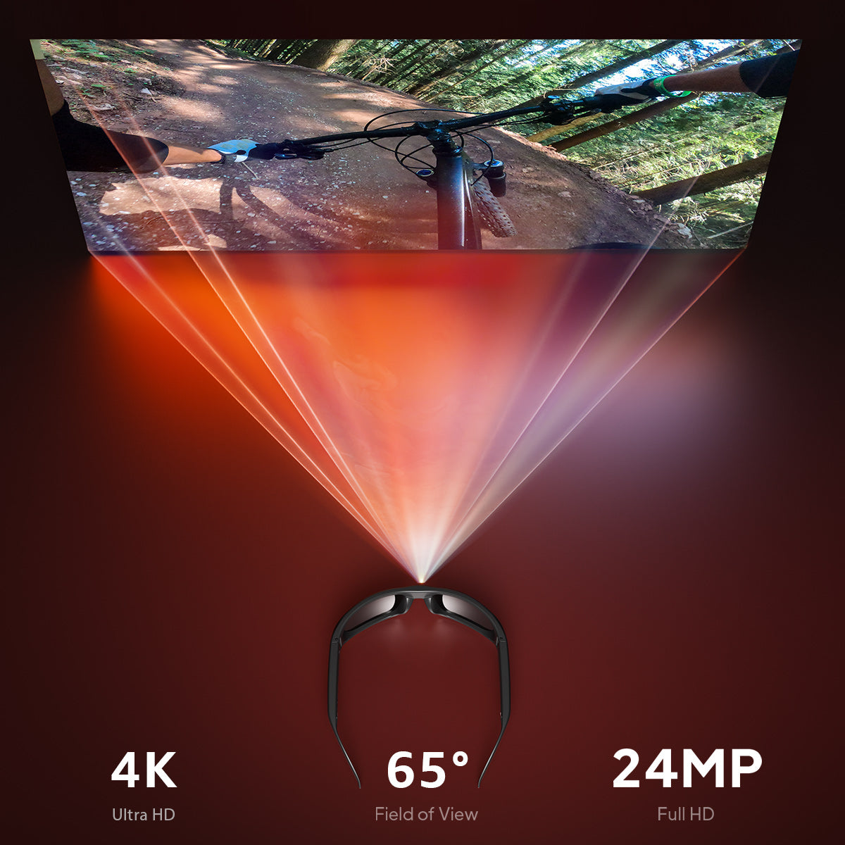 OhO Sunshie Brave 4K Camera Sunglasses with 512GB Memory and UV400 Mirrored Red Lens