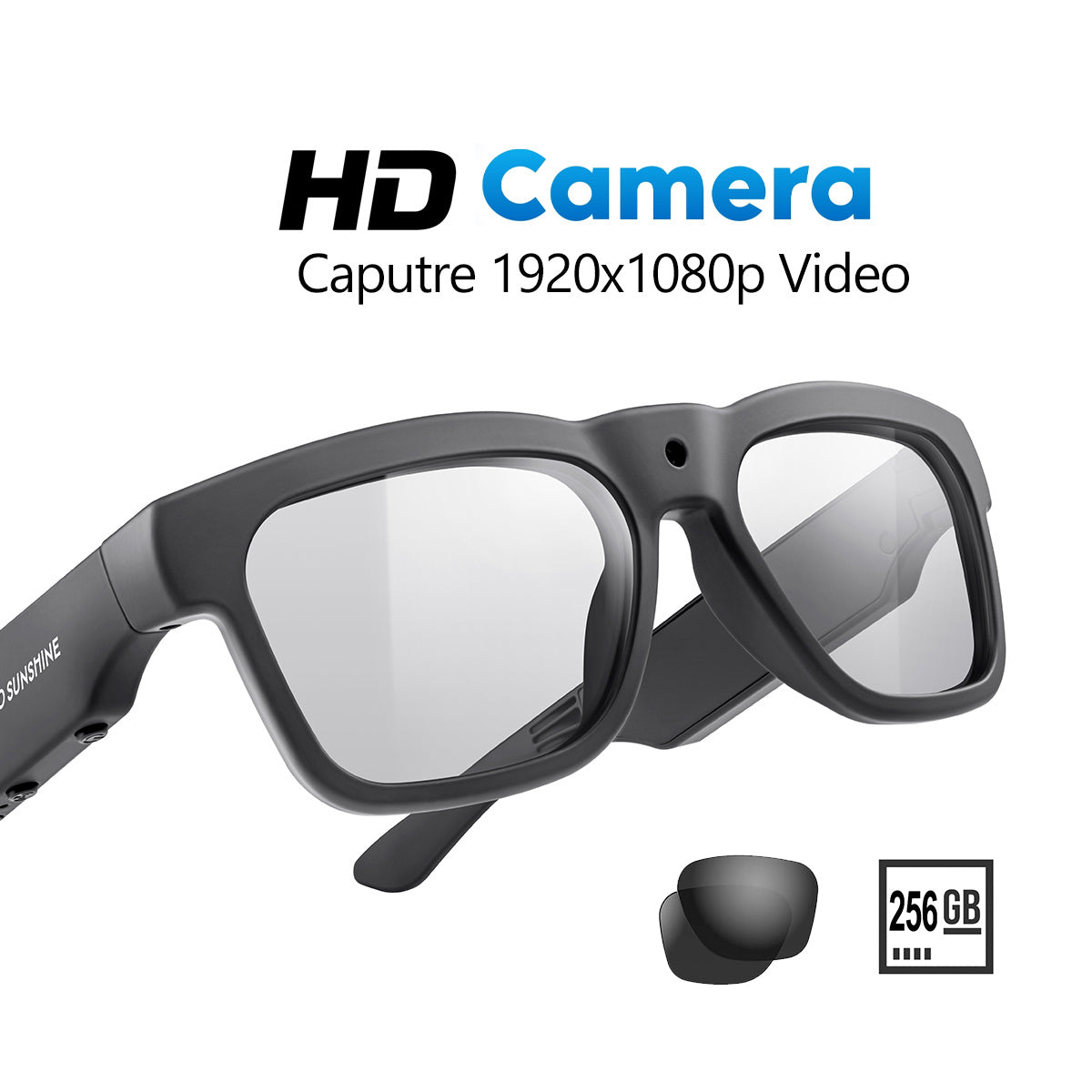 OhO Sunshine Edge Smart Glasses with 256GB Full HD Camera & Bluetooth Speaker with Photochromic Lens