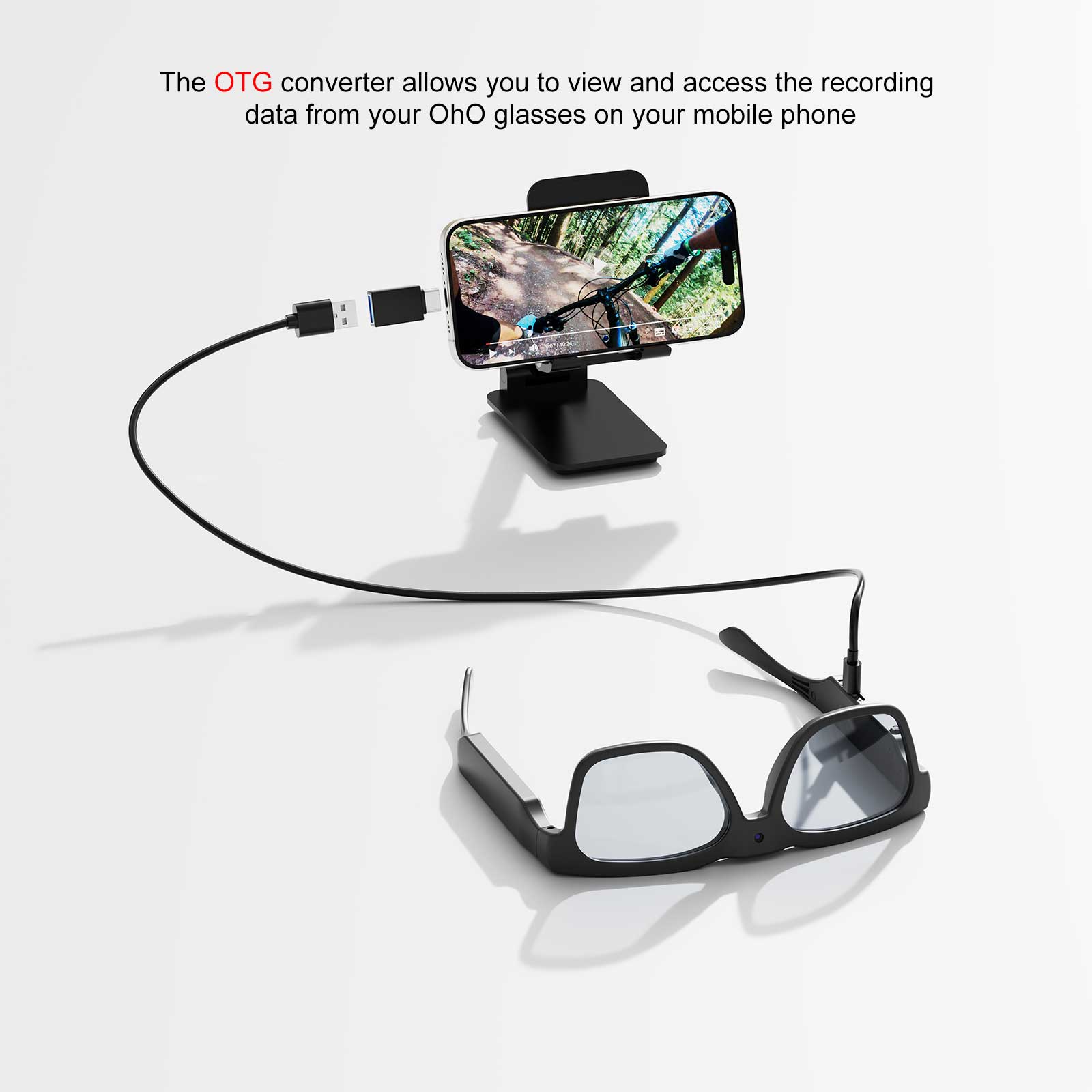 OhO Sunshine Edge Smart Glasses mit Full HD 1080p 64 GB Videoaufzeichnungskamera und Bluetooth-Lautsprecher mit Blaulicht-Blockierungslinse