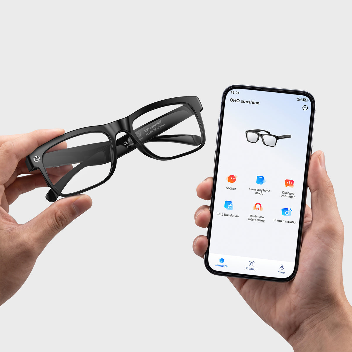 OHO SUNSHINE Alite Smart Bluetooth AI Translation Glasses - Blue Light Blocking & Photochromic Lens