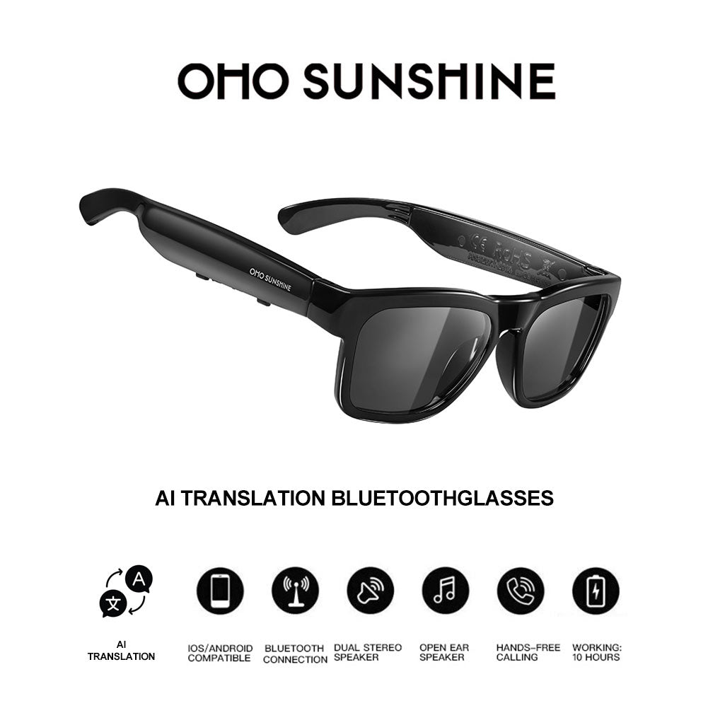 OhO Sunshine Elingo AI Translation Smart Glasses with Bluetooth Speaker for Real Time Interpretation