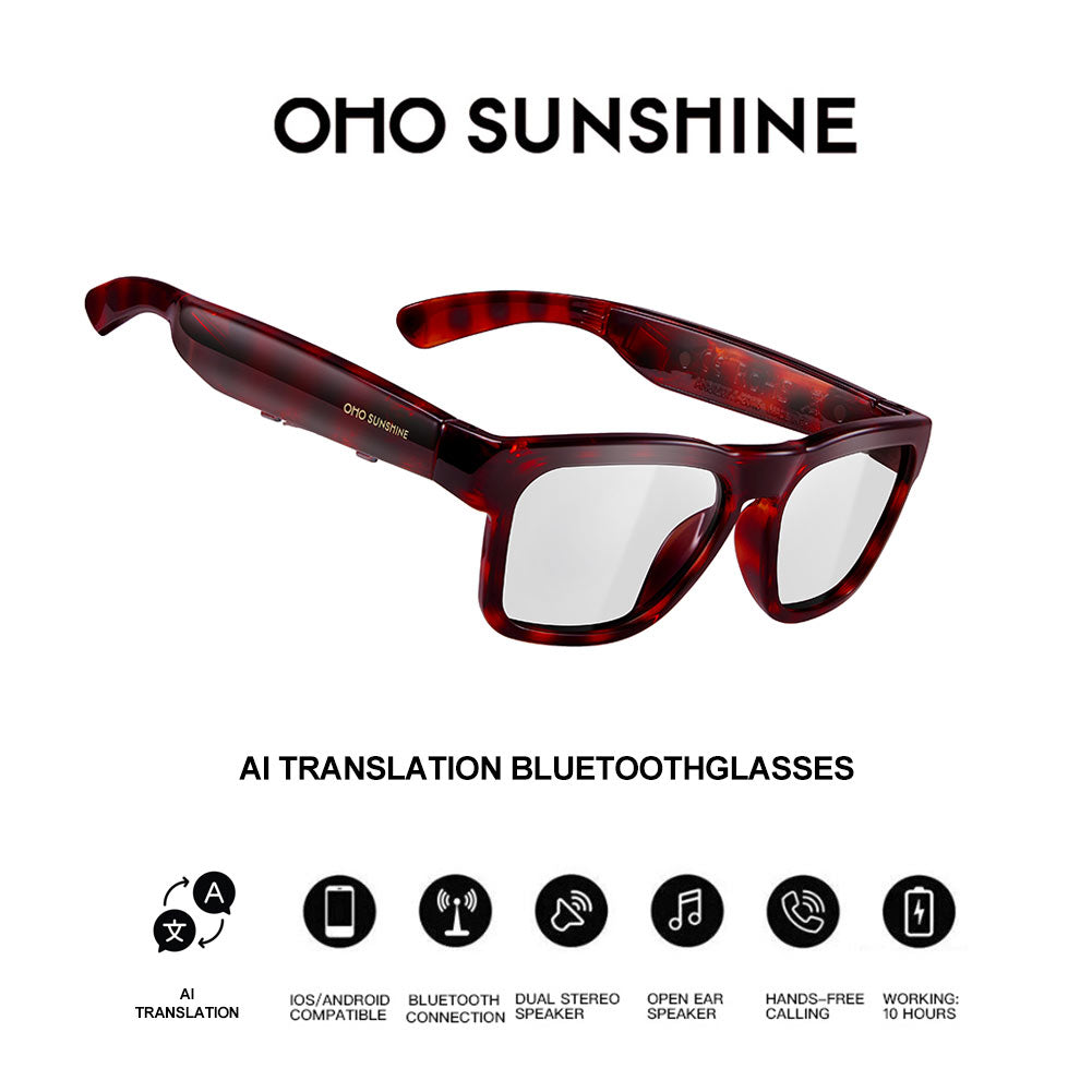 OhO Sunshine Elingo AI Translation Bluetooth Glasses with 164 Languages Dual-Ear Free Talk simultaneous interpretation