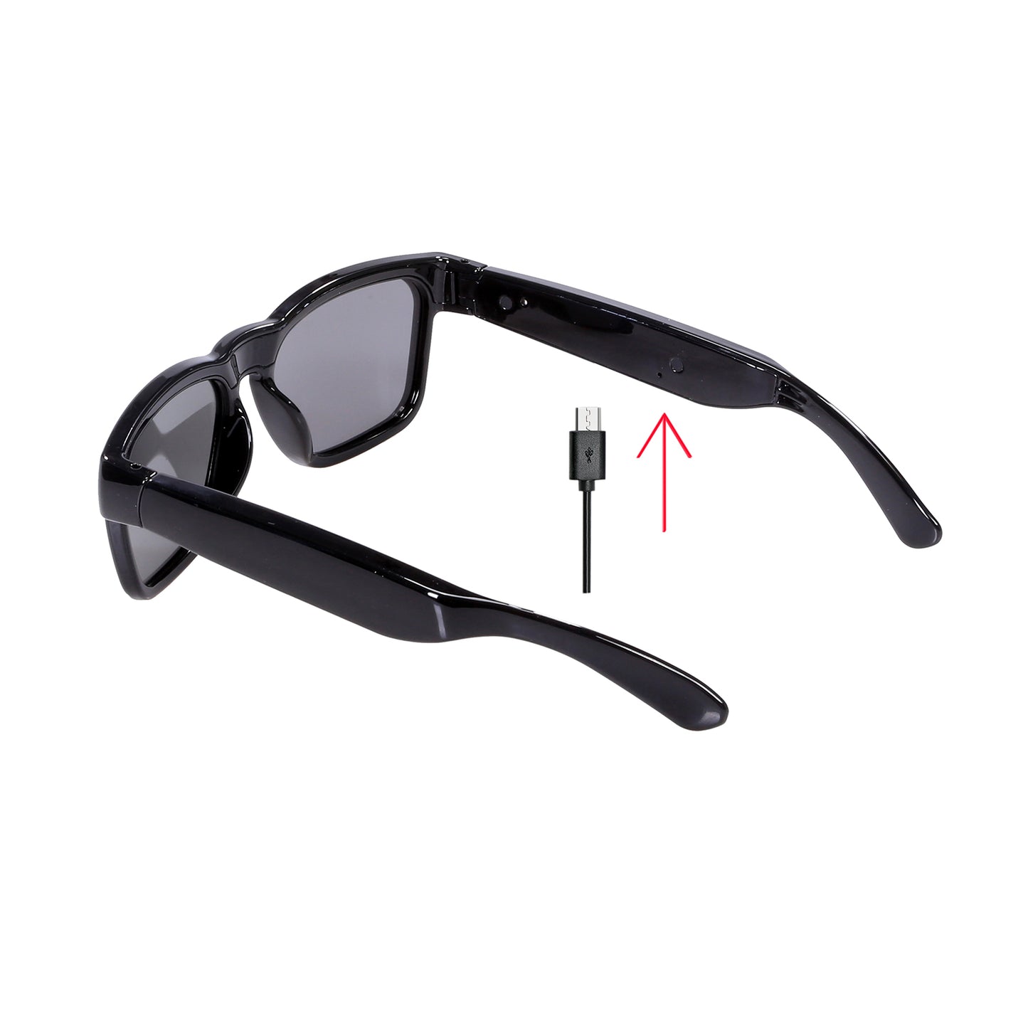 Occhiali audio OhO Sunshine Elite Smart Bluetooth con connessione al telefono cellulare, montatura nera lucida e lenti polarizzate UV400 per lo sport