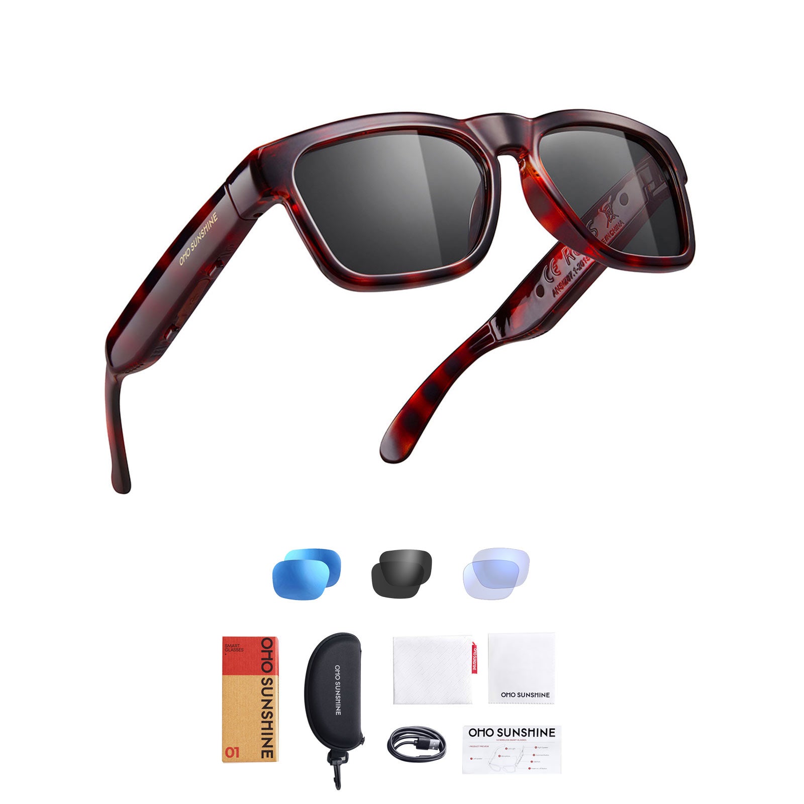 OhO Sunshine Elingo AI Translation Bluetooth Glasses with 164 Languages Dual-Ear Free Talk simultaneous interpretation