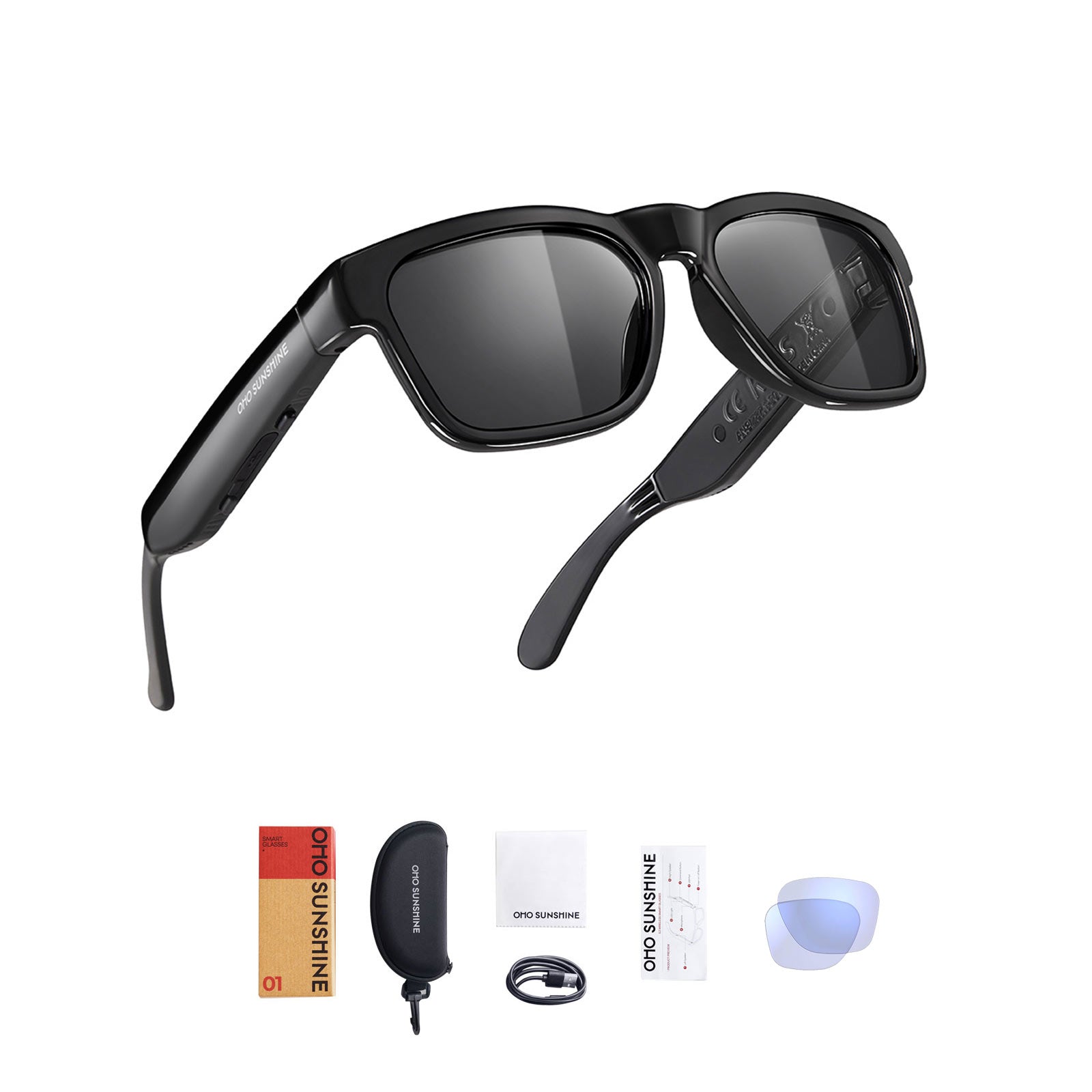 OhO Sunshine Elingo AI Translation Smart Glasses with Bluetooth Speaker for Real Time Interpretation