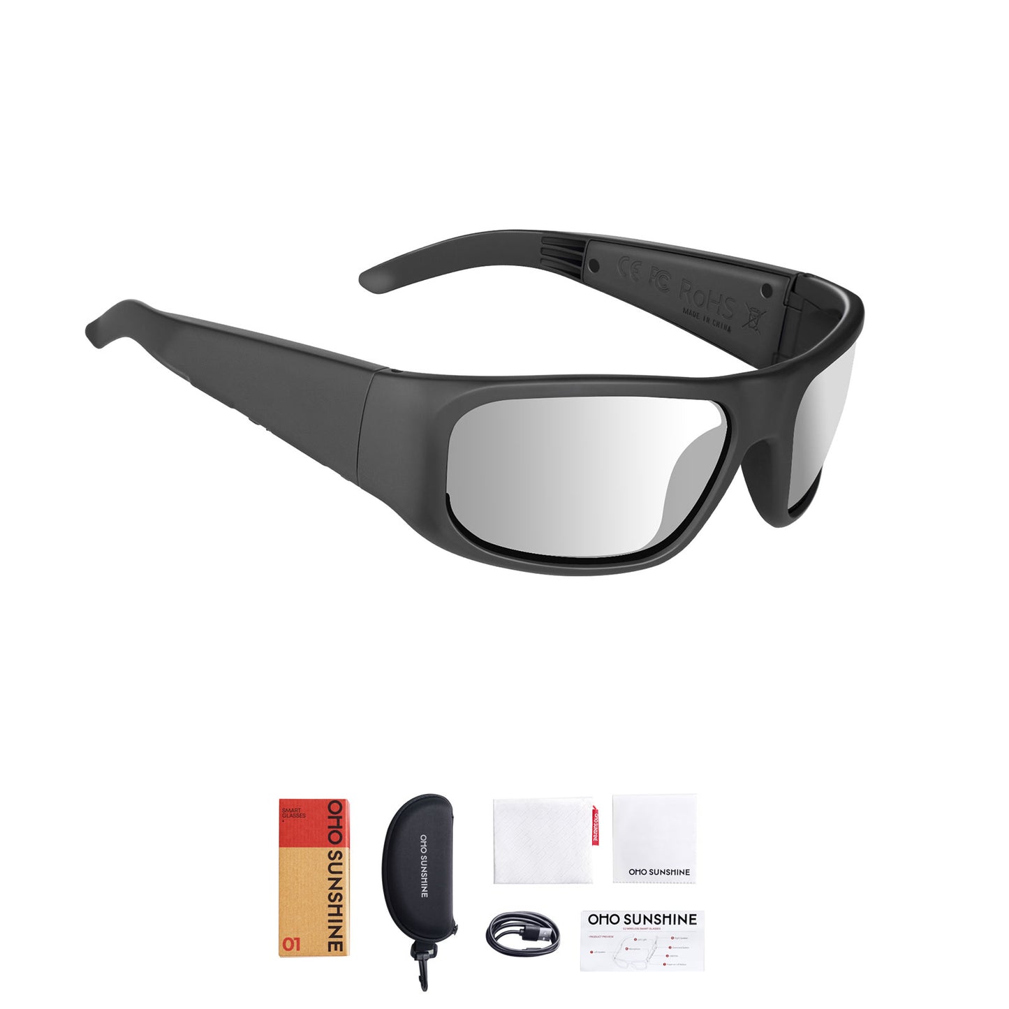 Occhiali intelligenti OhO Sunshine Pulse con altoparlante Bluetooth e lenti fotocromatiche per avventure all'aria aperta