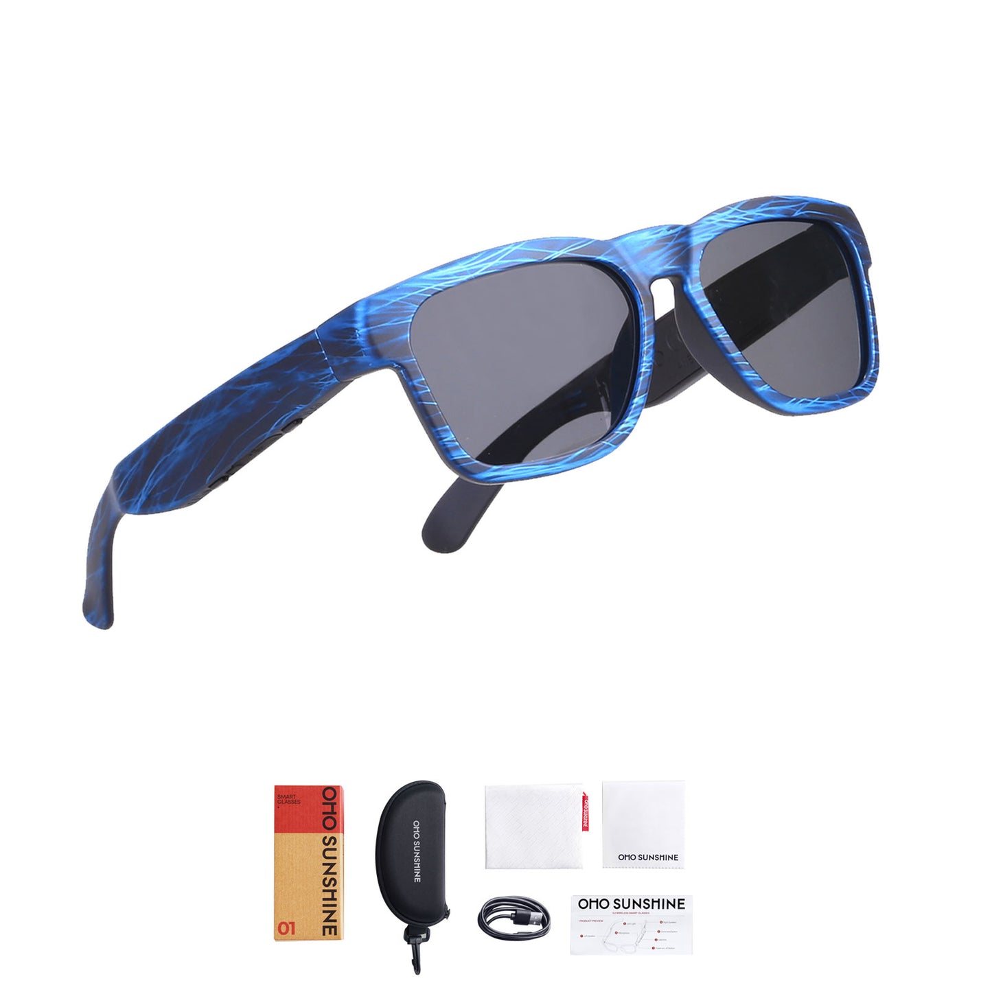 Occhiali da sole OhO Sunshine Elite Smart Bluetooth Audio con lenti fotocromatiche UV400 per sole e cielo nuvoloso
