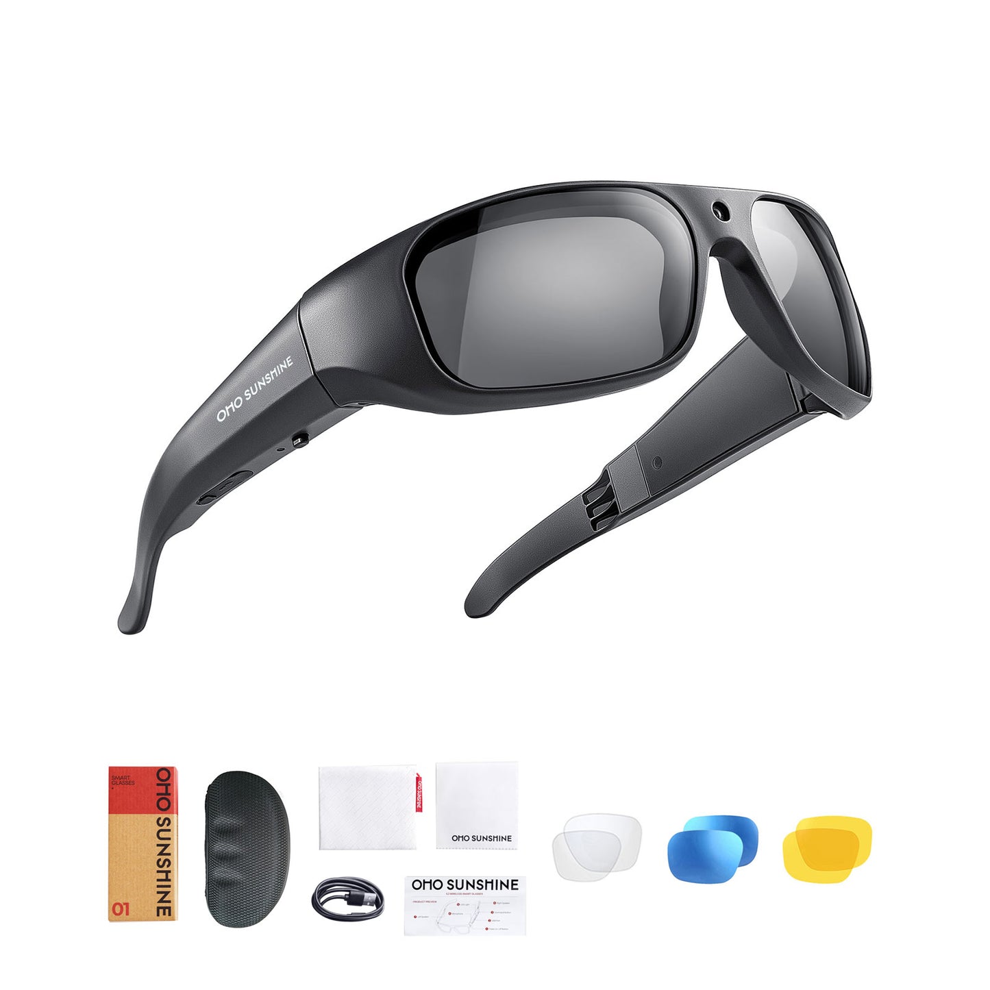 Occhiali da sole OhO Sunshie Brave 4K con videocamera, qualità video Ultra HD, memoria da 32 GB