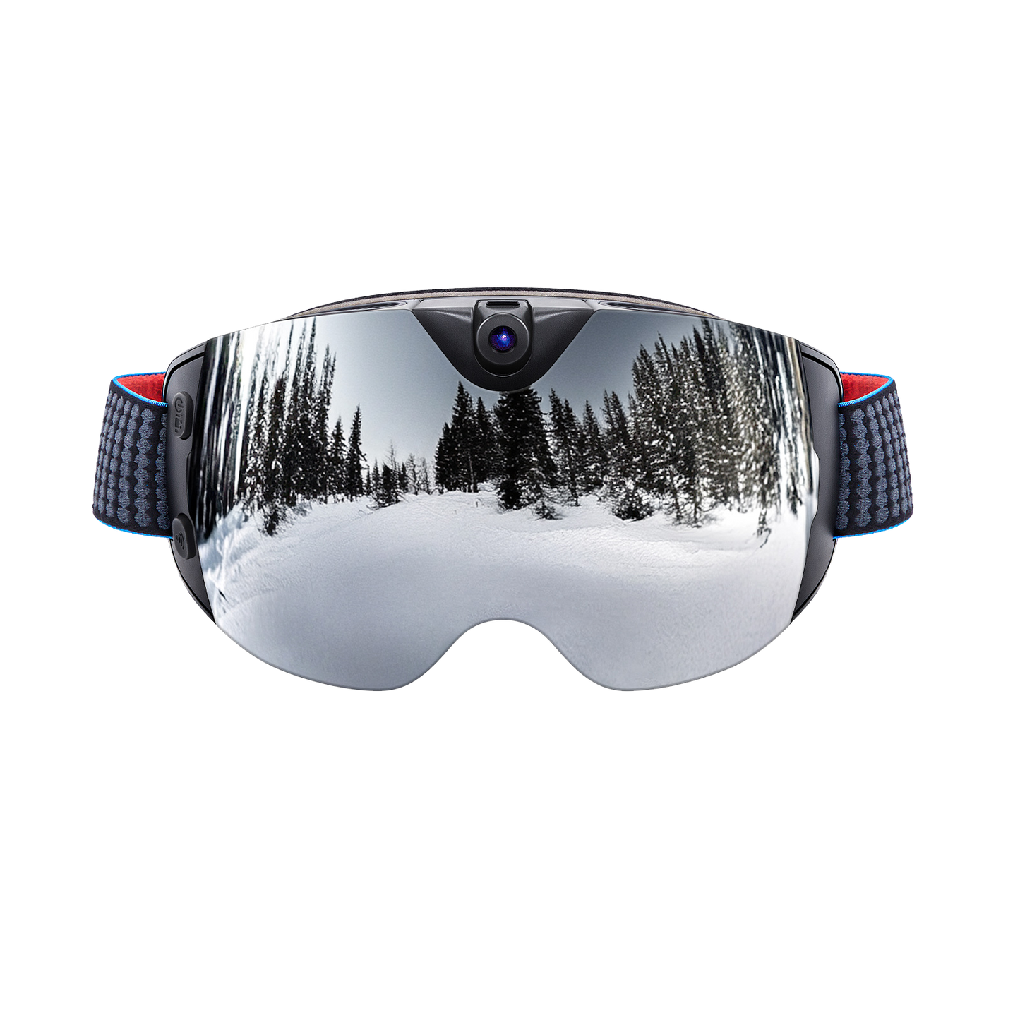 Maschera da sci intelligente OhO Sunshine Skyshot con fotocamera 4K per registrare video Ultra HD e scattare foto con lente argentata