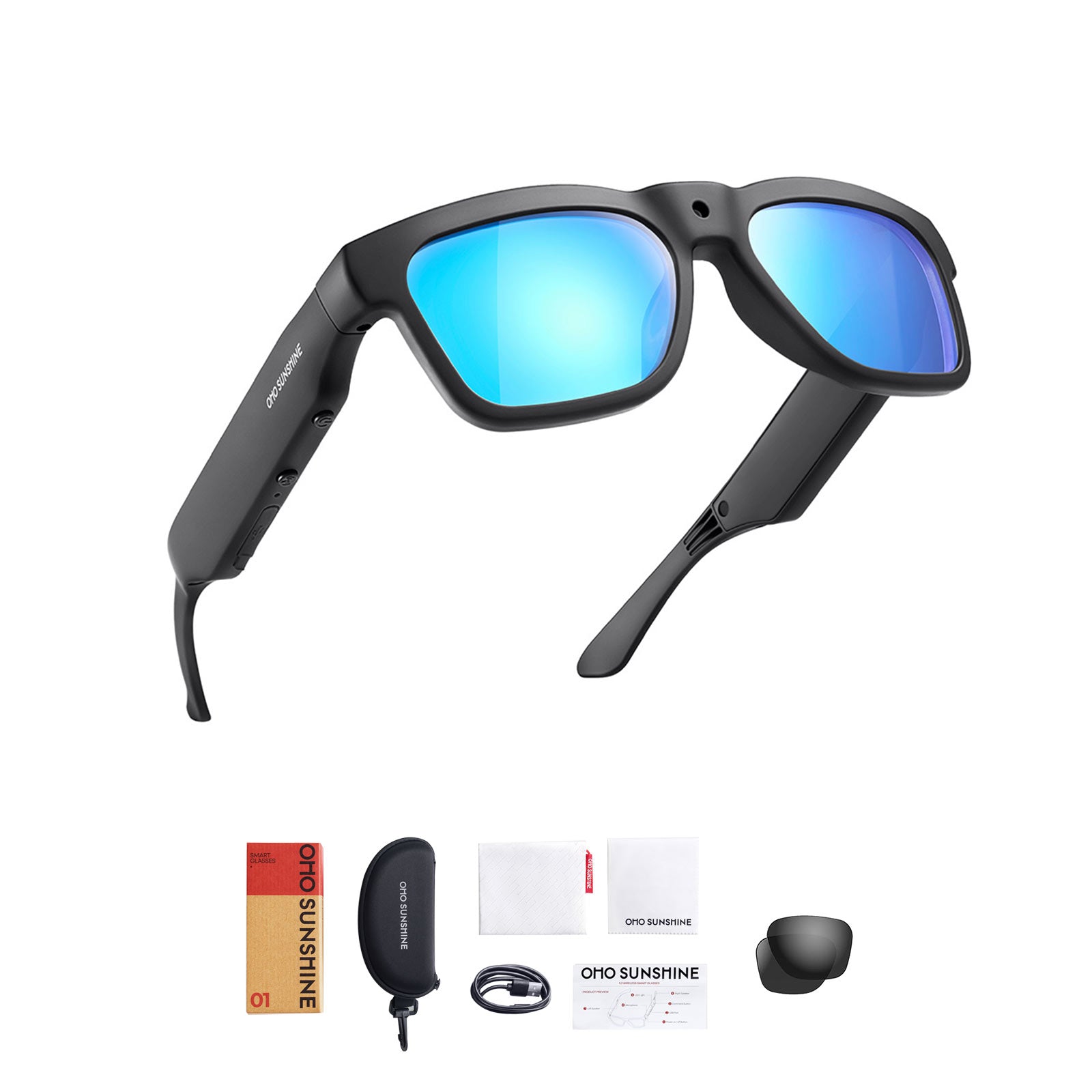 OhO Sunshine Edge Smart Glasses with 128GB Full HD Camera & Bluetooth Speaker for Outdoor Sports Unix