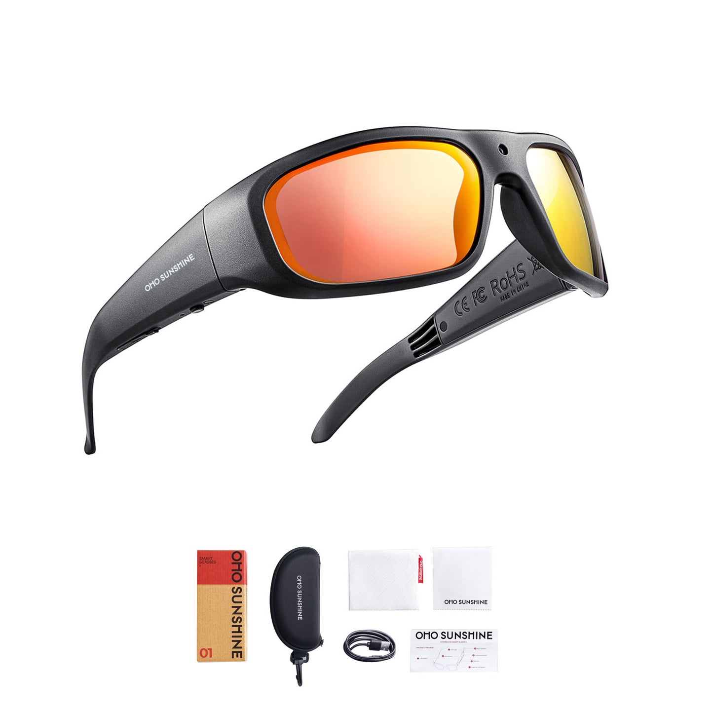Occhiali da sole OhO Sunshine Vidsoul con videocamera, registrazione video Full HD 1080p e scatto di foto, 32 GB