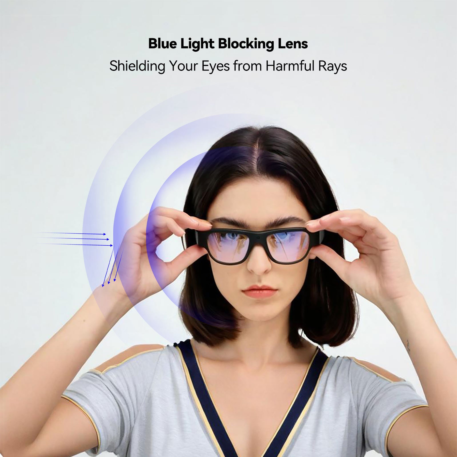 Gafas para cámara táctil OhO Sunshine: HD 1080p y 16 MP con bloqueo de luz azul y lentes fotocromáticas