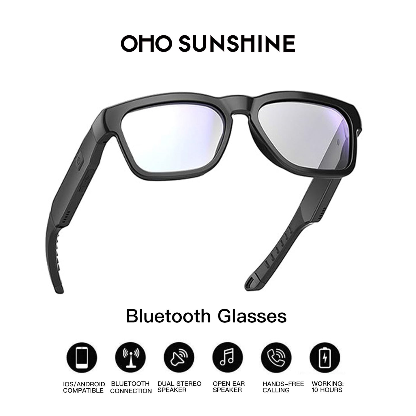 Occhiali intelligenti OhO Sunshine Ease con altoparlante Bluetooth e lenti che bloccano la luce blu