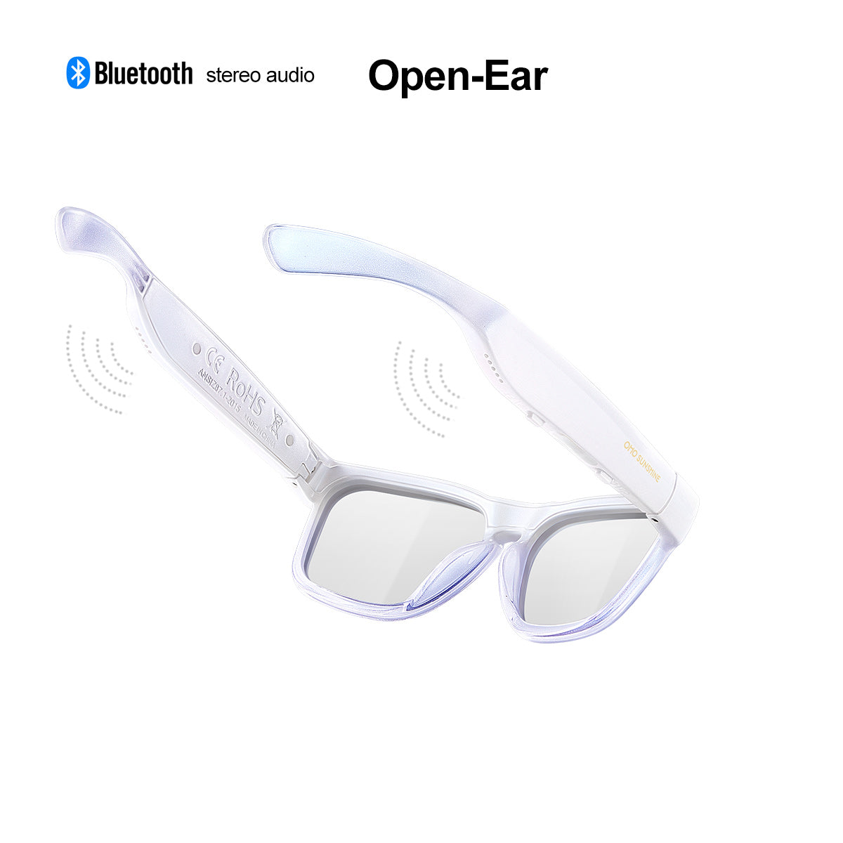 Occhiali audio OhO Sunshine Elite Smart Bluetooth con lenti fotocromatiche UV400 per sole e cielo nuvoloso