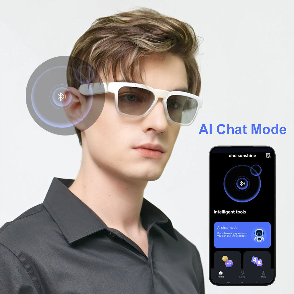 OhO Sunshine Elingo AI Wireless Translator Glasses with Bluetooth Speaker for Instant Voice Translation