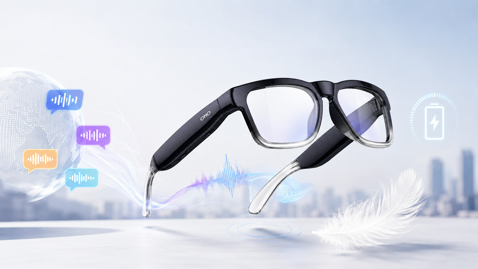 smart glasses with AI translation and premium audio technology for everyday wear