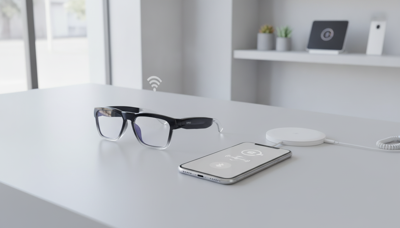 Smart glasses with Bluetooth, phone, app, and wireless connection concept for compatibility checking
