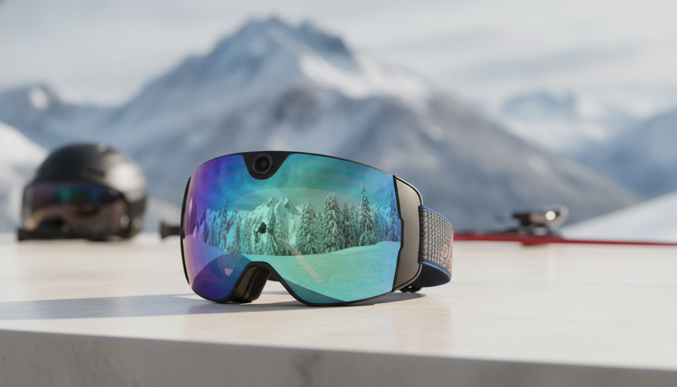 Snow goggles with an integrated camera arranged as a winter-sports buying guide hero image