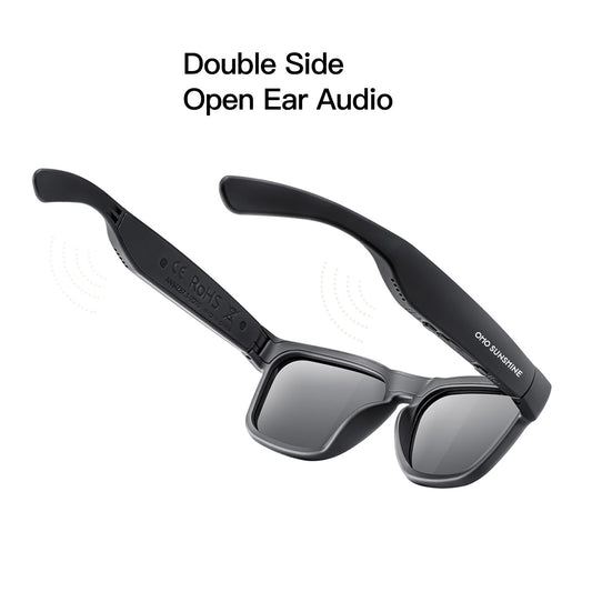 Occhiali audio OhO Sunshine Elite Smart Bluetooth con lenti fotocromatiche UV400 adatte a condizioni di luce e buio