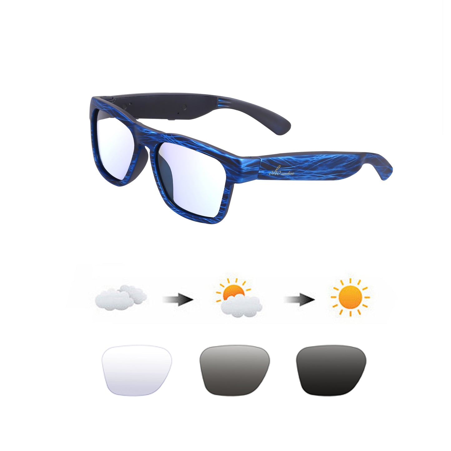 Occhiali audio OhO Sunshine Elite Smart Bluetooth con blocco della luce blu e lenti fotocromatiche per interni ed esterni