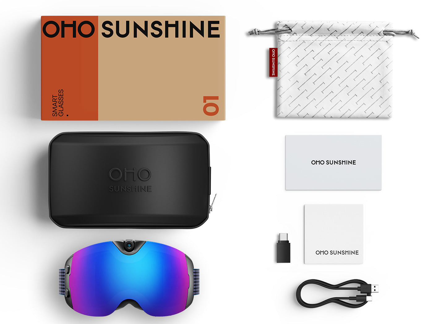 OhO Sunshine Lunettes de ski intelligentes avec caméra 4K avec WiFi, photo 24M, antibuée - Skyshot