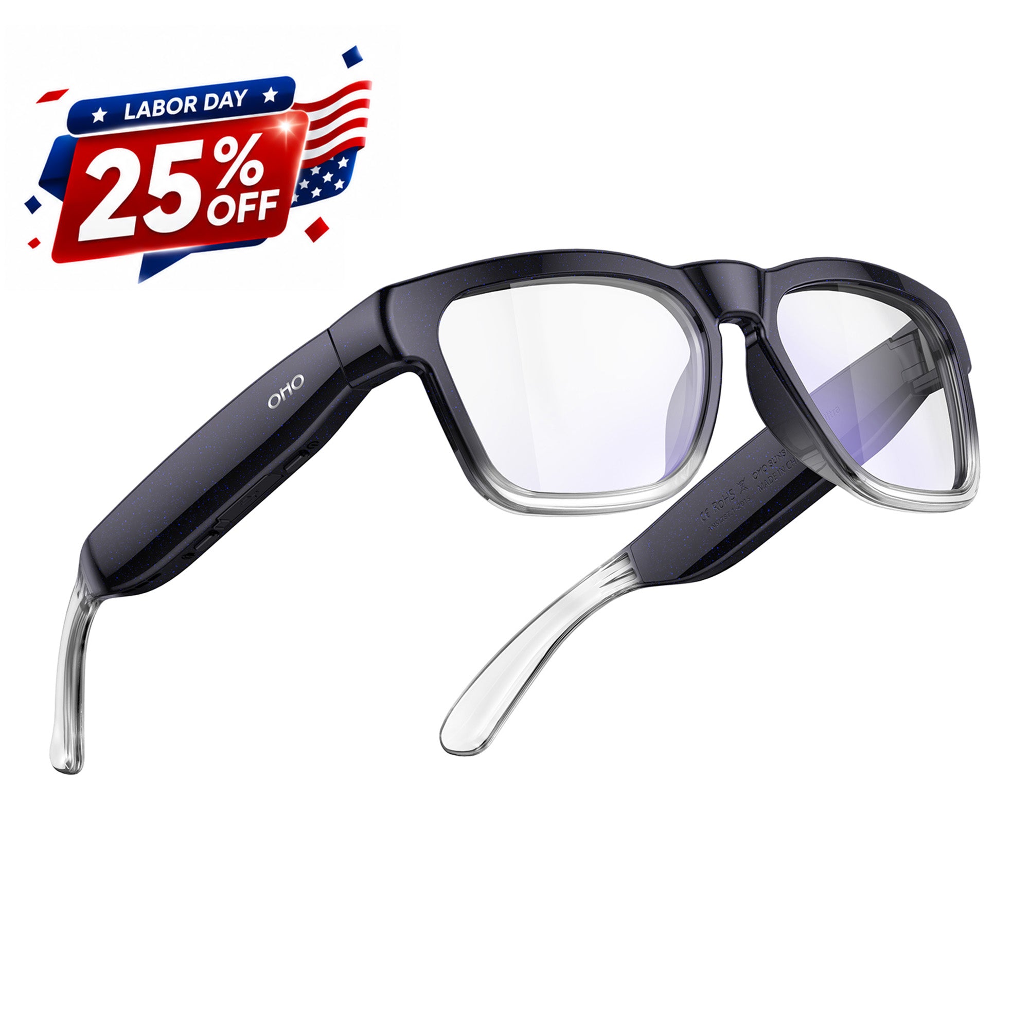 OHO SUNSHINE GlobeEar Smart Bluetooth AI Translation Glasses - Blue Light Blocking & Photochromic Lens