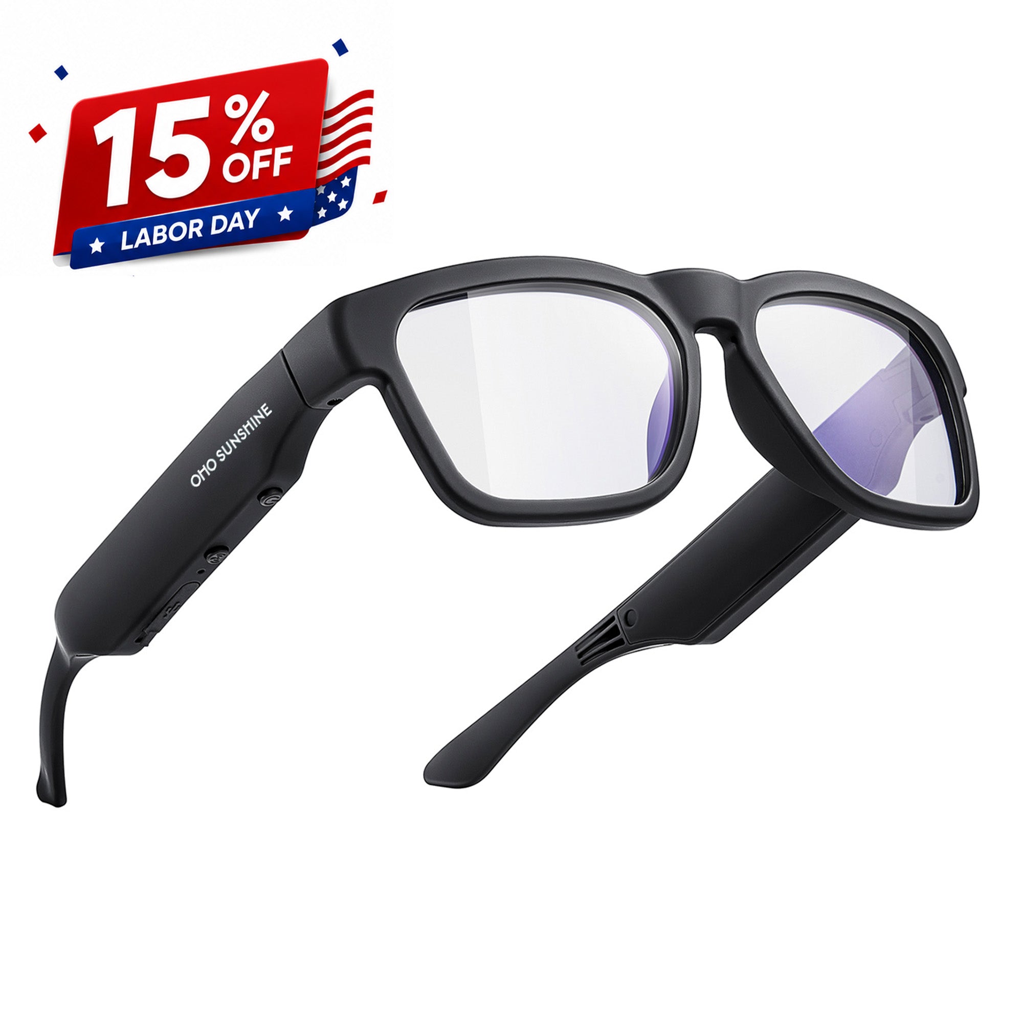 OHO SUNSHINE Sunblazer Bluetooth Glasses with 32GB/128GB USB Flash Drive & Voice Recorder - Blue Light Blocking & Photochromic Lens