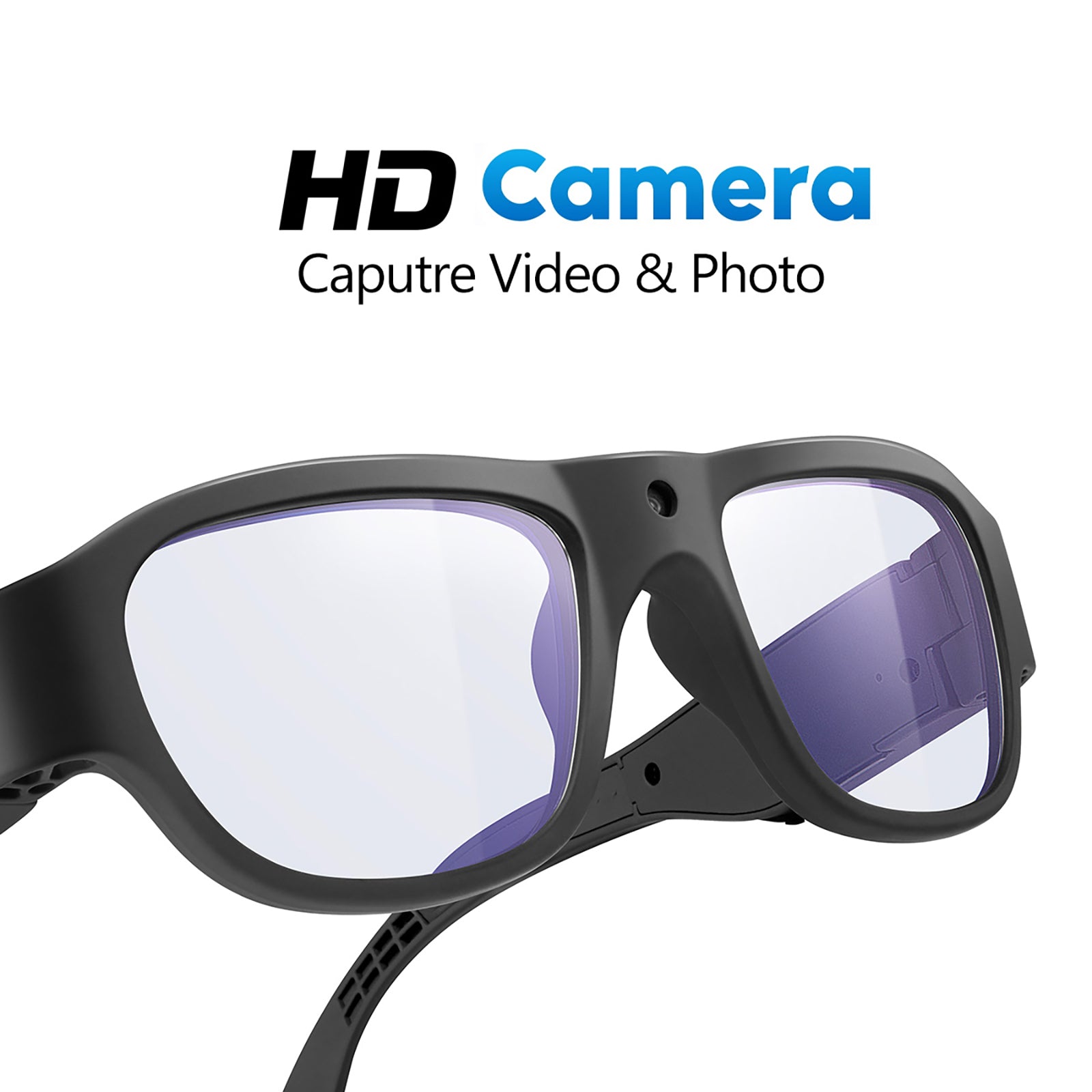 OhO Sunshine Touch Camera Glasses - HD 1080p & 16MP Blue Light Blocking & Photochromic Lens