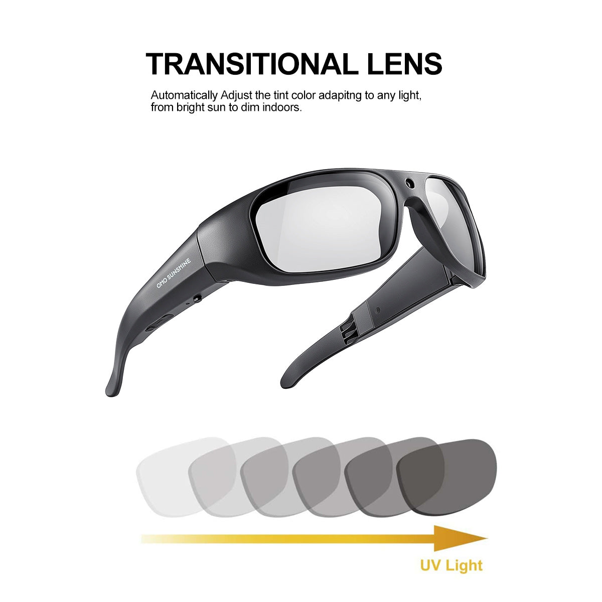 OhO Sunshie Brave 4K Camera Sunglasses Ultra HD Video Recording with Photochromic Lens