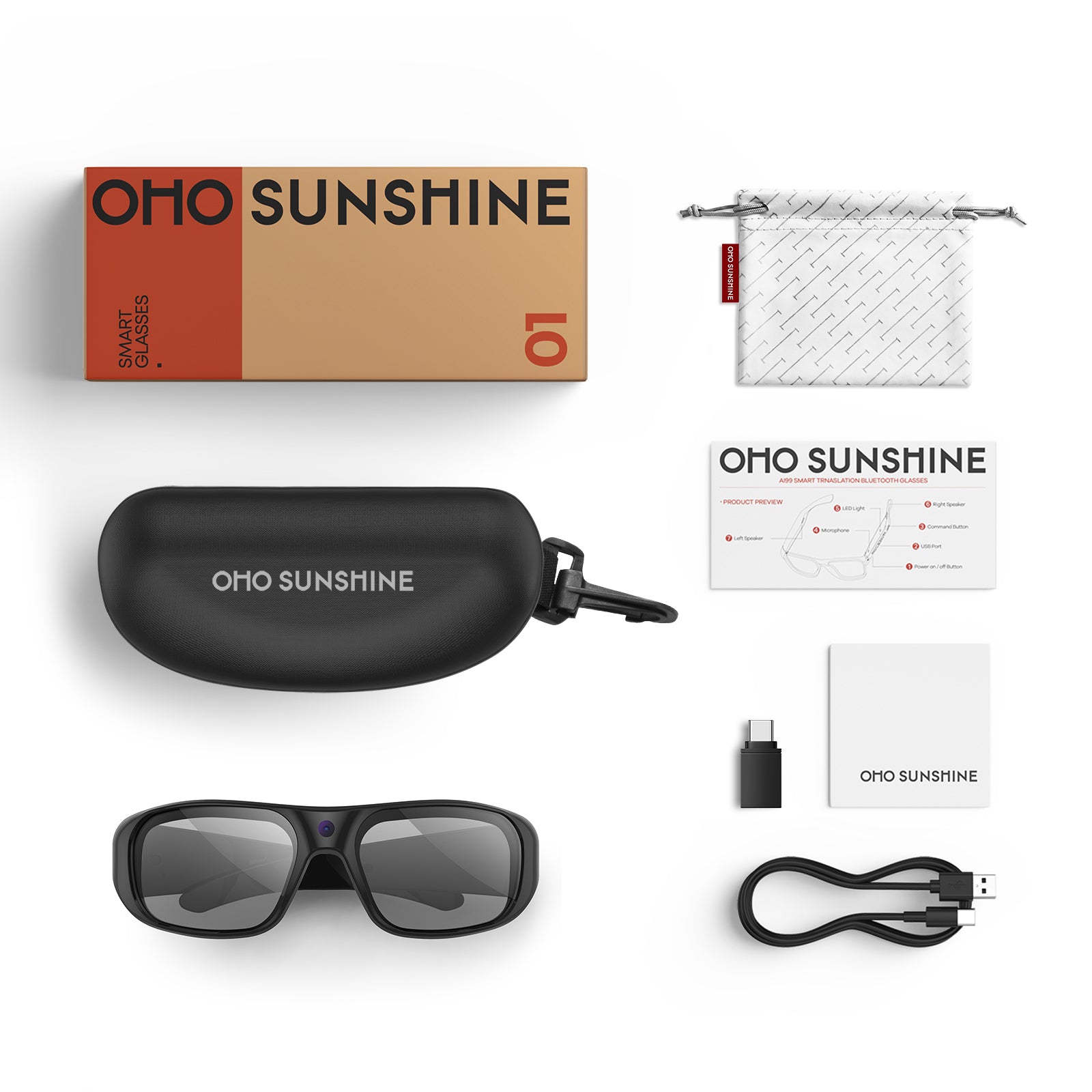 OhO Sunshine Primex EIS-Kamerabrille – Ultra HD mit Bildstabilisator und photochromen Gläsern