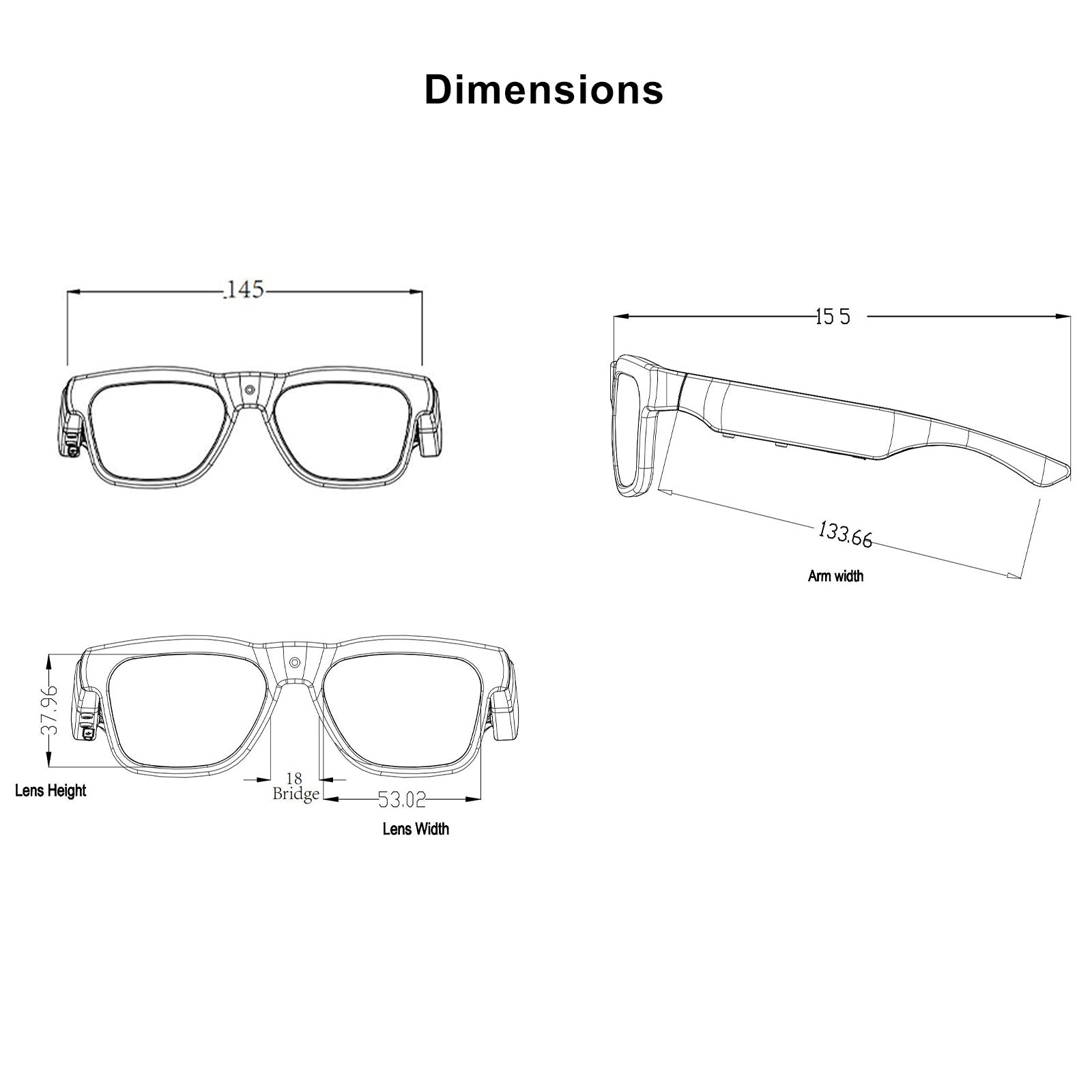 OhO Sunshine Edge 128 GB Smart Glasses mit Full HD-Kamera und Bluetooth-Lautsprecher für draußen und drinnen