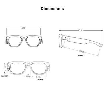 OhO Sunshine Edge Smart Glasses with Full HD 1080p 64GB Video Recording Camera & Bluetooth Speaker with Blue Light Blocking Lens