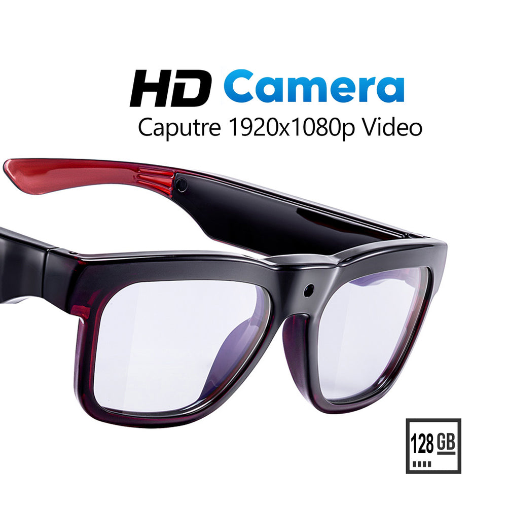 OhO - Lentes De Cámara De 64 GB, Resolución De 24M, H.265 1080P, Lentes Inteligentes Con Lentes De Sol UV400 Para Deportes Al Aire Libre, Unisex, Marco Negro-lente De Transición