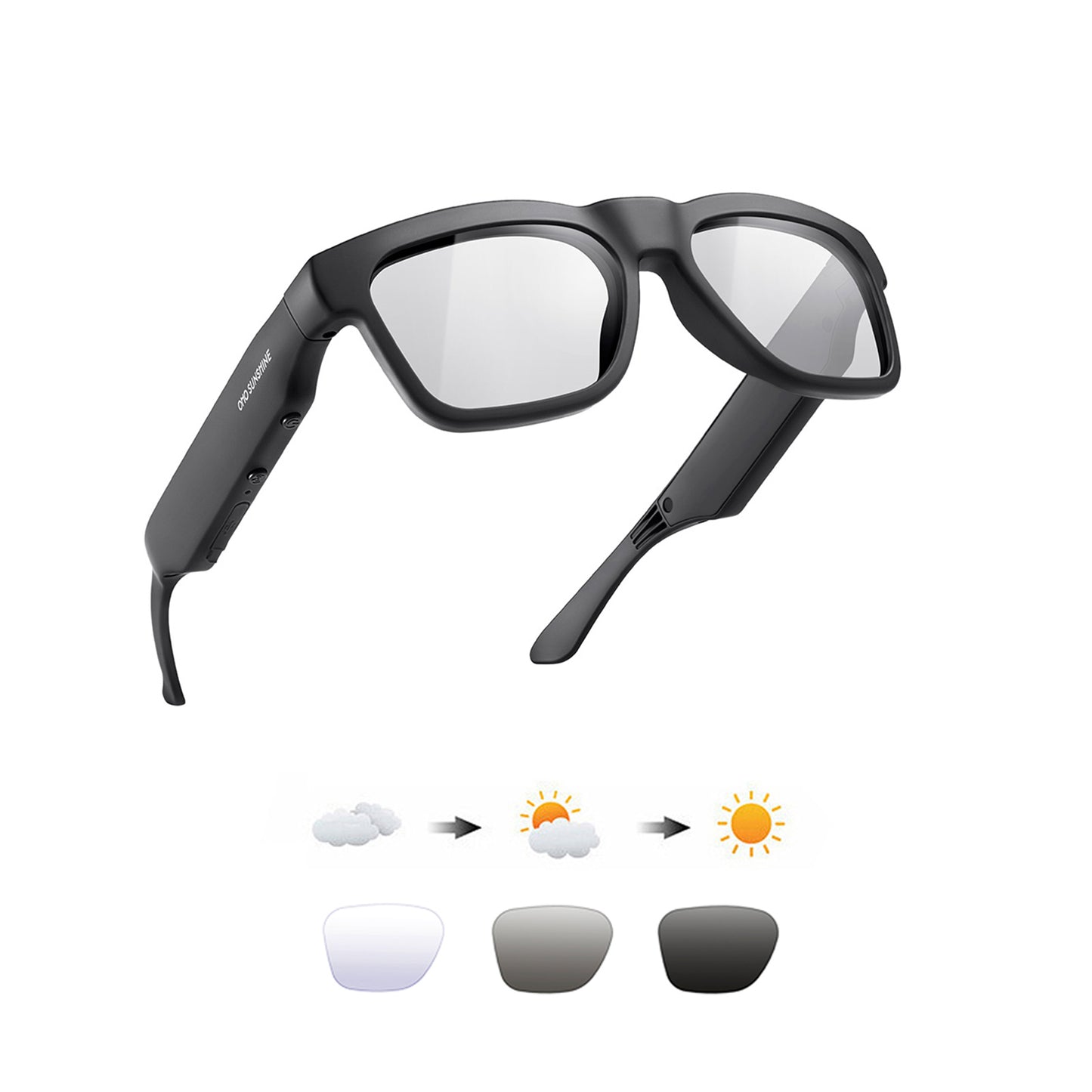 Occhiali intelligenti OhO Sunshine Sunblazer con altoparlante audio Bluetooth e lettore musicale MP3 con memoria da 32 GB