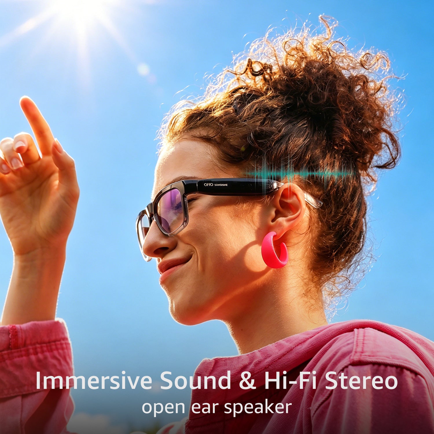 OhO Sunshine GlobeEar Smart Bluetooth AI Translation Glasses - Blue Light Blocking & Photochromic Lens