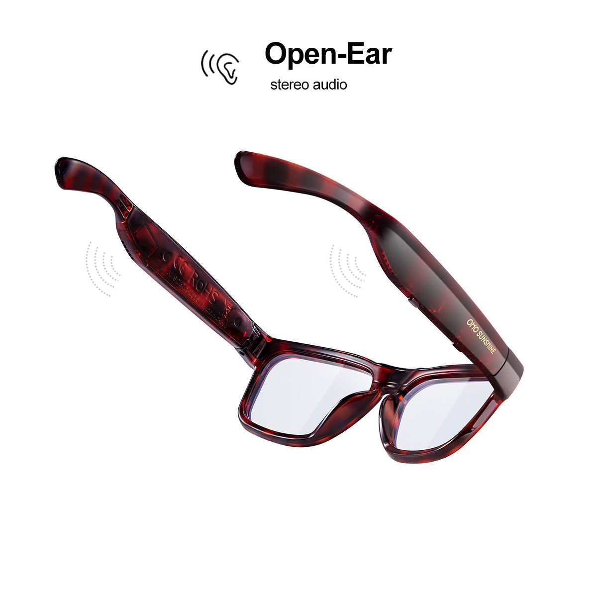 OhO Sunshine Elite Smart Bluetooth Audio Glasses with Blue Light Blocking Lens for Men & Women