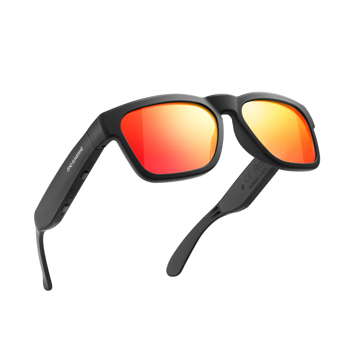 Black replacement sunglasses lenses with orange red mirror tint for Elite Ease Sunblazer Elingo