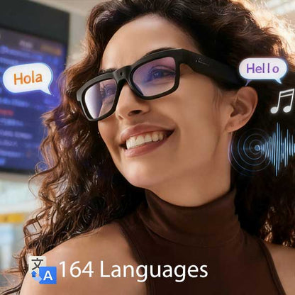 Lunettes connectées OhO Sunshine Edge avec caméra d'enregistrement vidéo Full HD 1080p 64 Go et haut-parleur Bluetooth avec lentille anti-lumière bleue