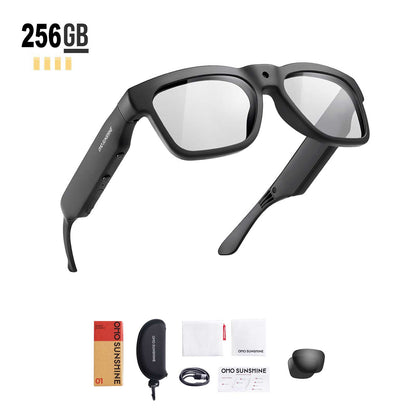 OhO Sunshine Edge Smart Glasses mit Full HD 1080p 64 GB Videoaufzeichnungskamera und Bluetooth-Lautsprecher mit Blaulicht-Blockierungslinse