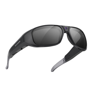 Black OHO SUNSHINE camera glasses with dark lenses and built-in lens camera