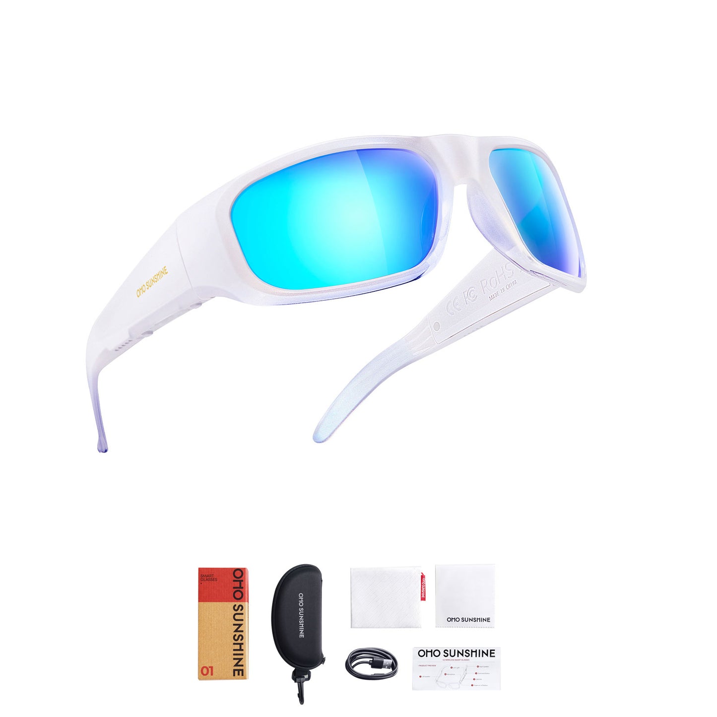 Occhiali intelligenti OhO Sunshine Pulse con altoparlante Bluetooth e microfono integrato