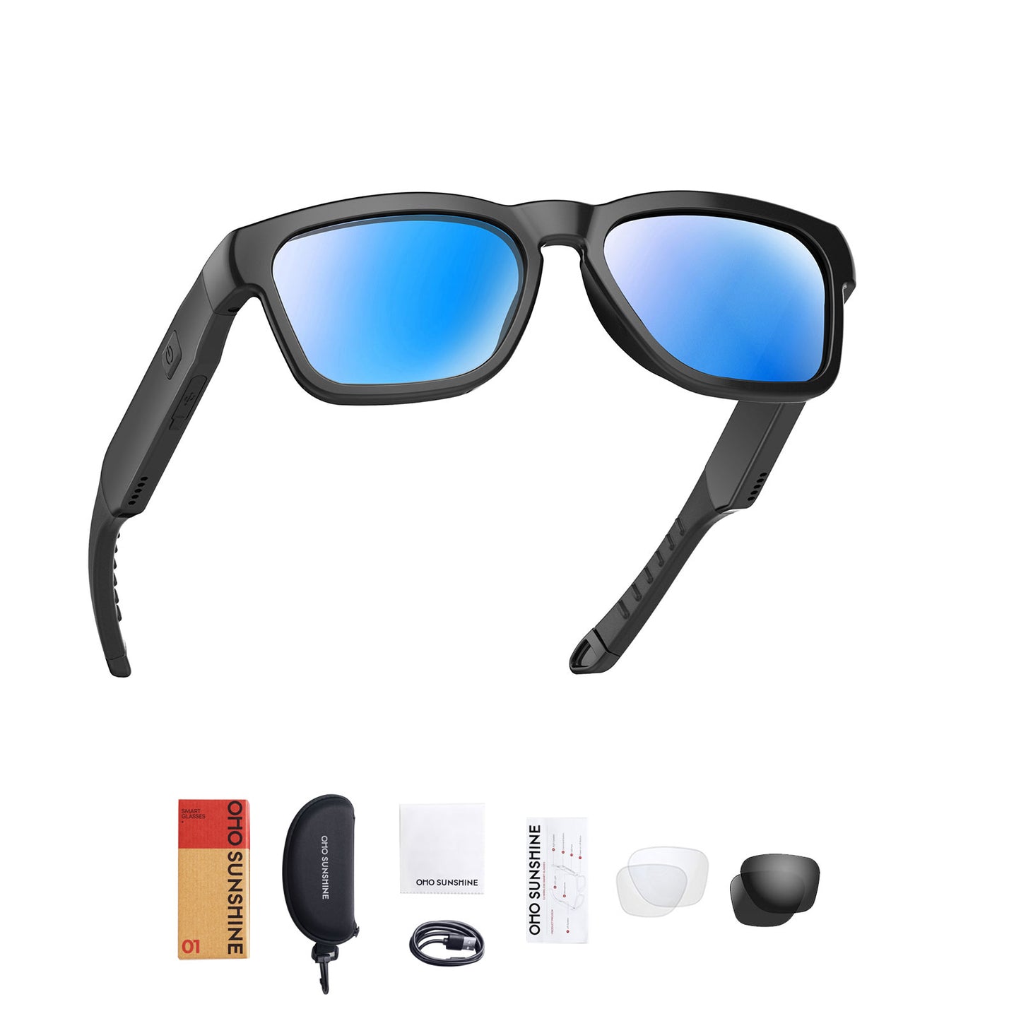 Occhiali intelligenti OhO Sunshine Ease con altoparlante Bluetooth, protezione UV per interni ed esterni