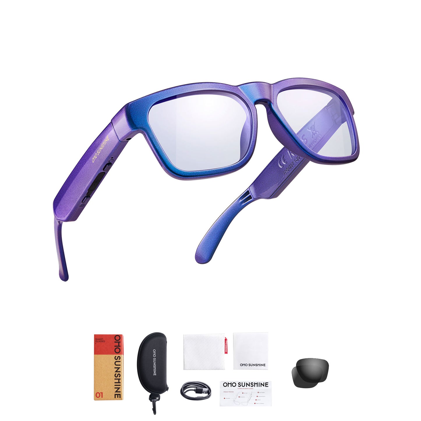 Occhiali audio OhO Sunshine Elite Smart Bluetooth con blocco della luce blu e lenti fotocromatiche per interni ed esterni