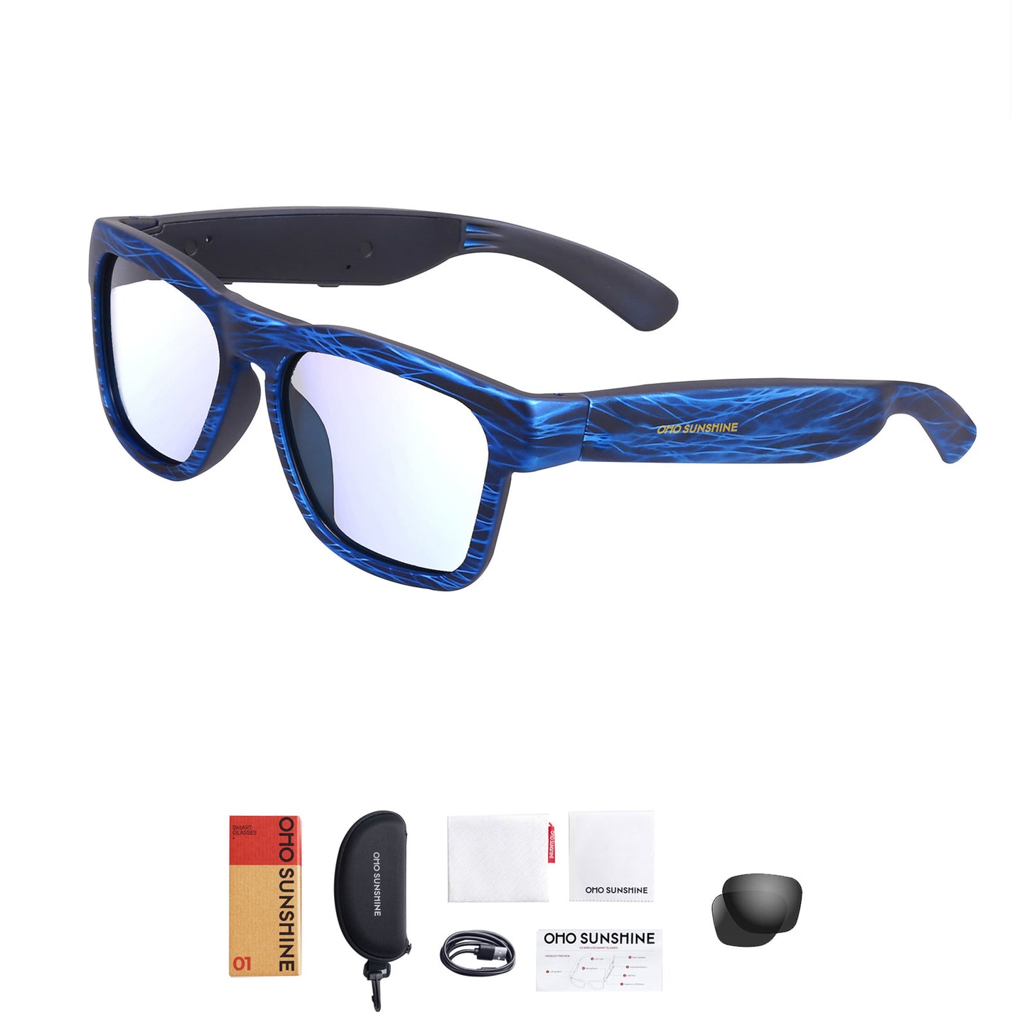 Occhiali audio OhO Sunshine Elite Smart Bluetooth con blocco della luce blu e lenti fotocromatiche per interni ed esterni