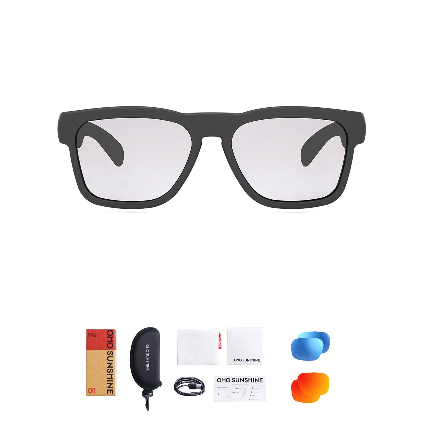 Occhiali audio OhO Sunshine Elite Smart Bluetooth con lenti fotocromatiche UV400 adatte a condizioni di luce e buio