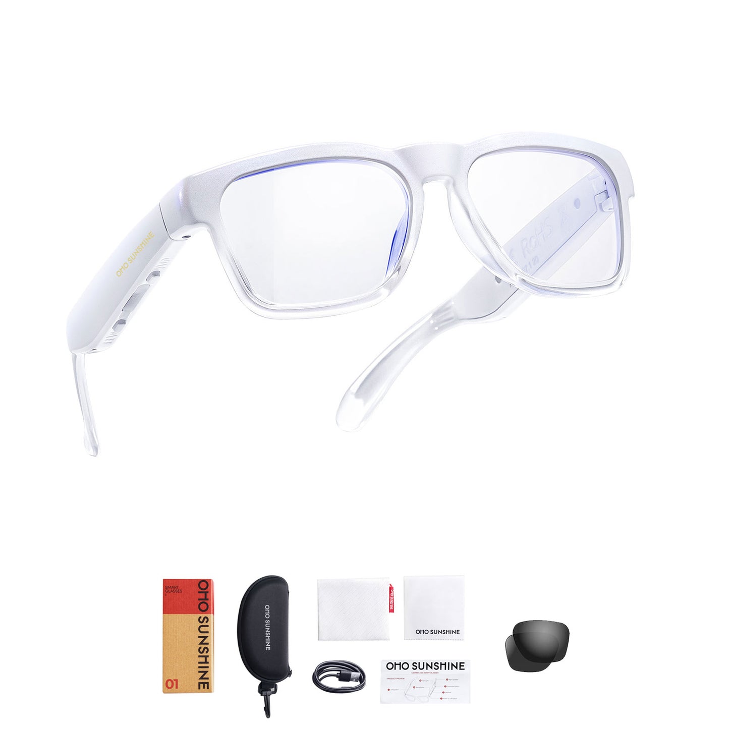Occhiali audio OhO Sunshine Elite Smart Bluetooth con lenti anti-luce blu per uomo e donna
