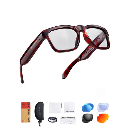 Occhiali OhO Sunshine Elite Smart Audio Bluetooth con lenti fotocromatiche UV400 per sole e cielo nuvoloso